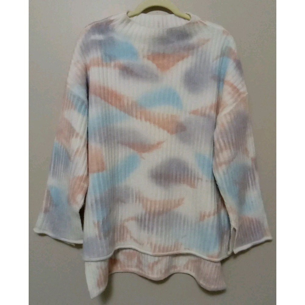POL Women Rainbow Swirl Ribbed Knit Long Sleeve Relaxed Sweater Size M